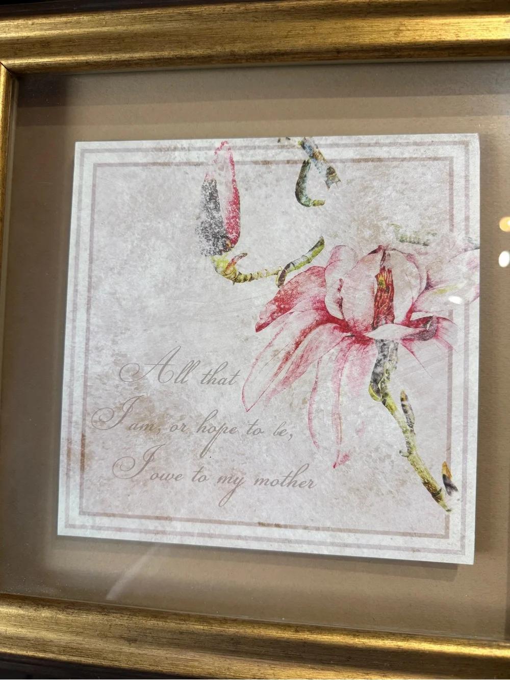 Kirkland’s Framed Wall Art- ‘All that I am or hope to be, I owe to my mother’